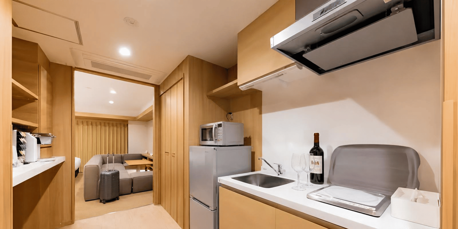 hotel room with kitchen
